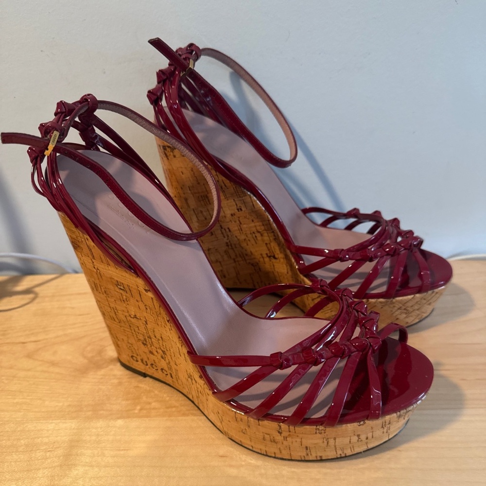 Gucci Alice Burgundy Wedge Heel